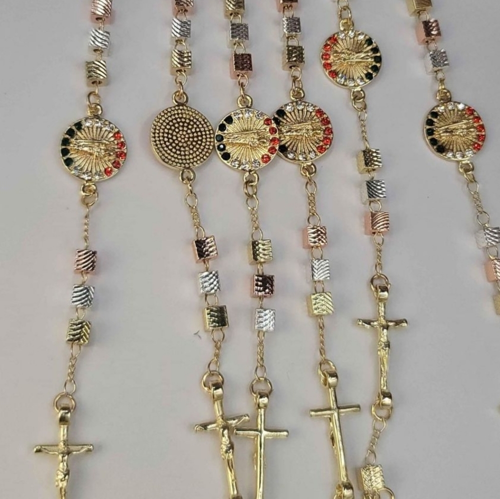 Saint jude rosary bracelet with Saint jude gold-plated